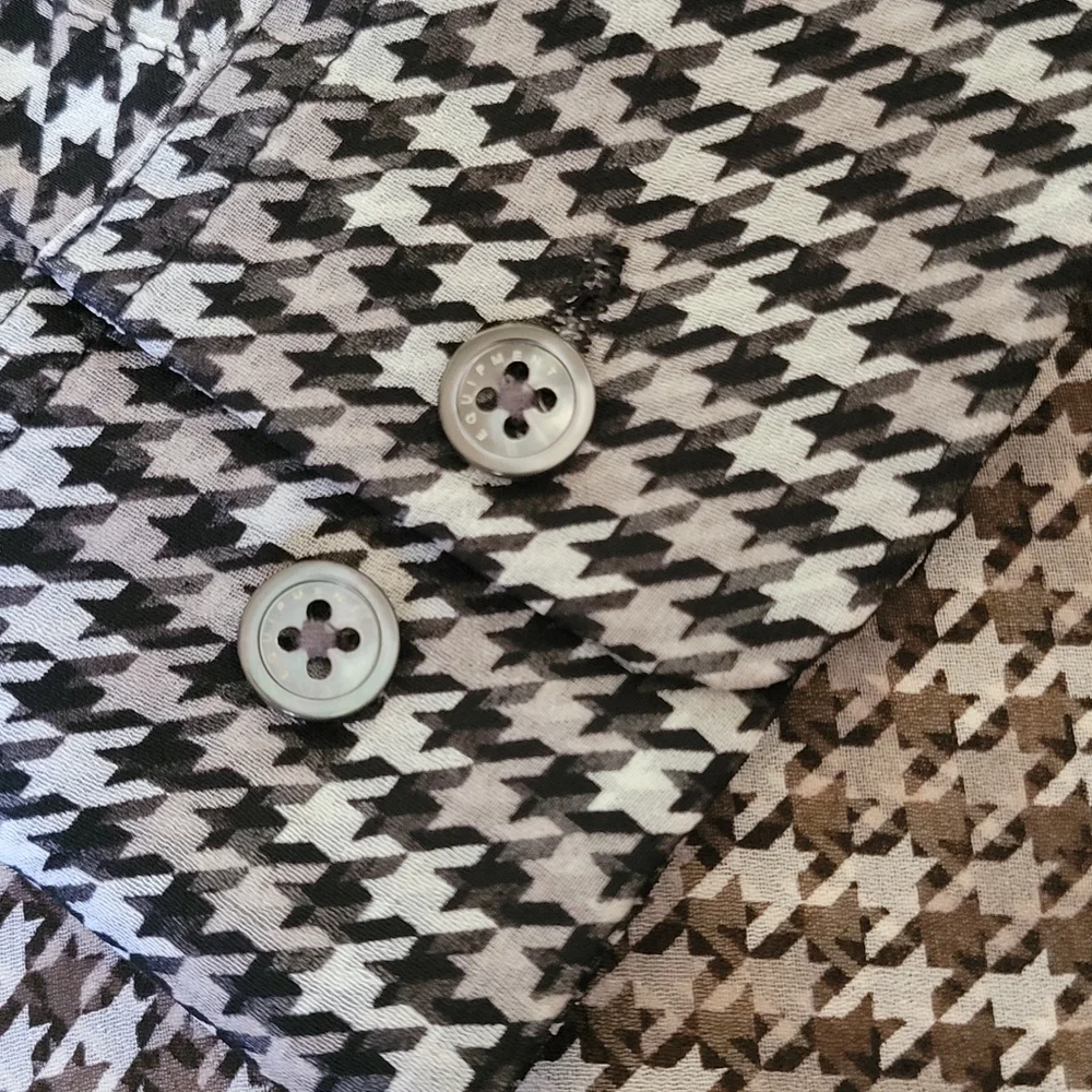 Equipment Grey Houndtooth Pure Silk Blouse - Picture 6 of 9